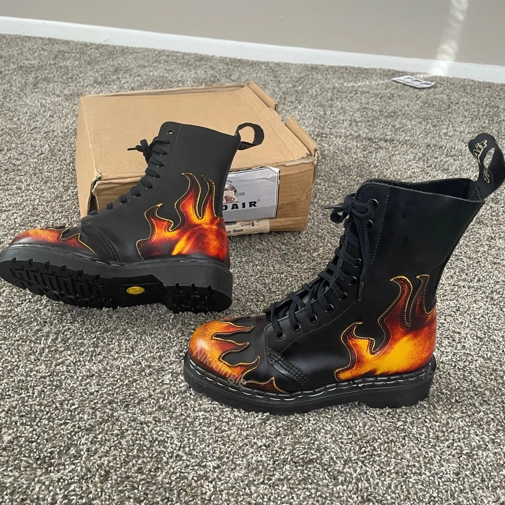 NEW Tredair Made in England Flame Fire Combat Boots 90s UK 5 US 7 MIE Vintage - Picture 4 of 13
